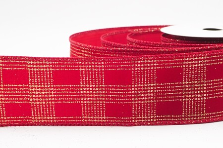 Lt. Burgundy Classic Plaid Check Wired Ribbon_KW0468GC-8B-169